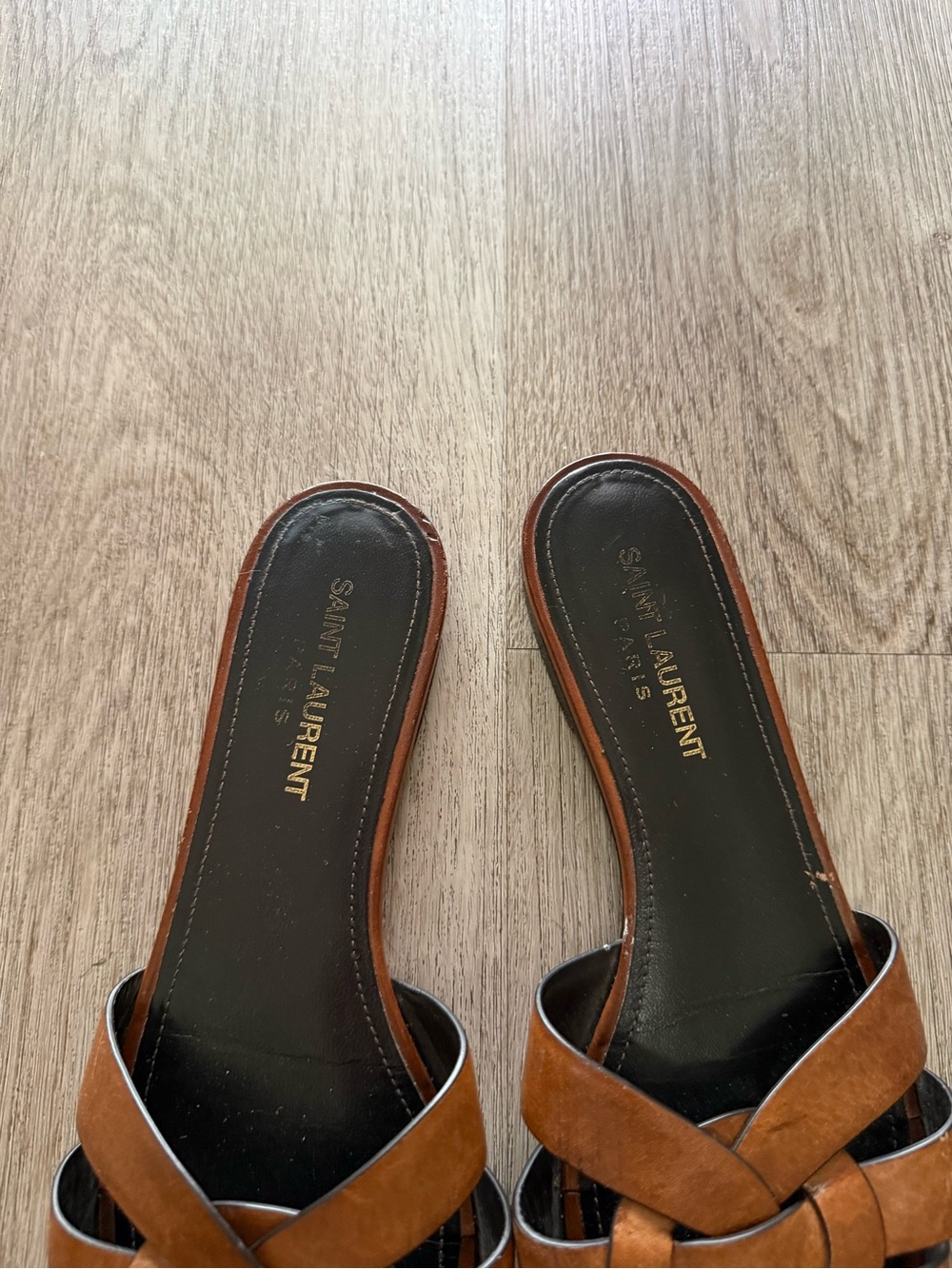 saint laurent tribute brown woven leather mule slide sandasl shoes size 38 - Picture 4 of 10